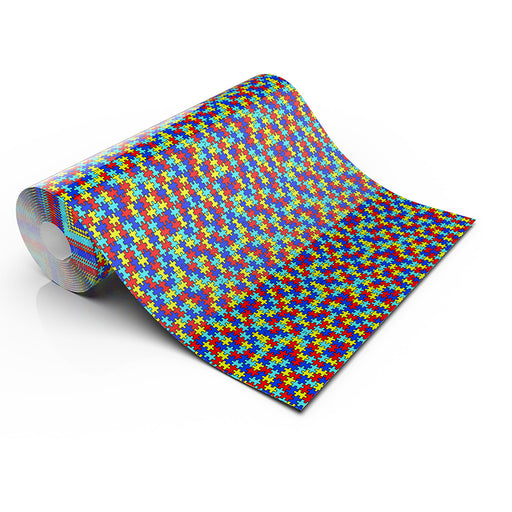 AUTISM SMALL PUZZLE PIECE LIFESTYLE PATTERN HEAT TRANSFER VINYL