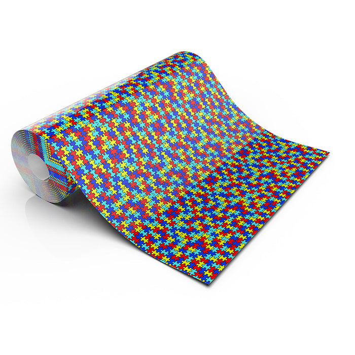 AUTISM SMALL PUZZLE PIECE LIFESTYLE PATTERN HEAT TRANSFER VINYL